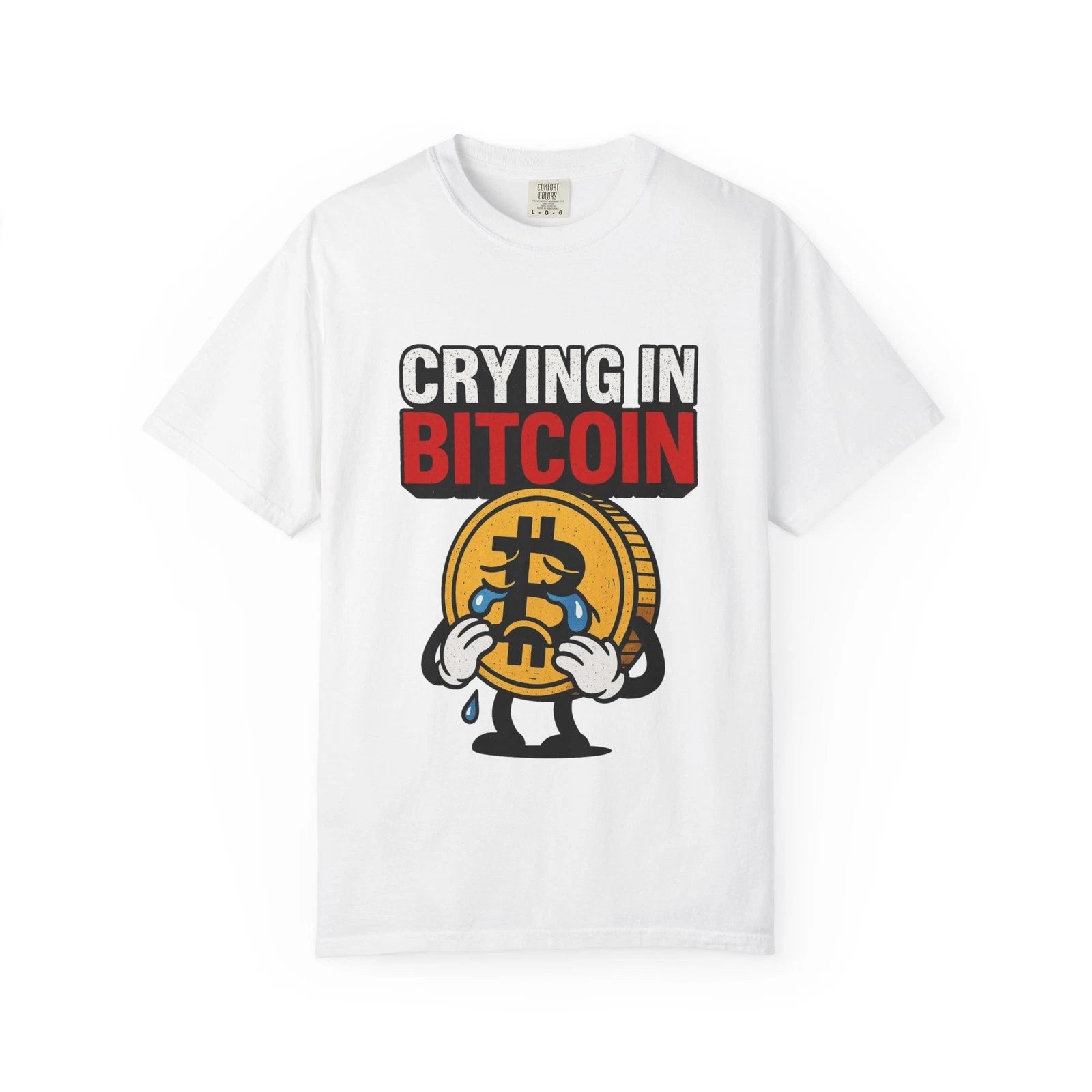 Crying in Bitcoin T-shirt | Crypto Meme Tee, Bitcoin Cartoon