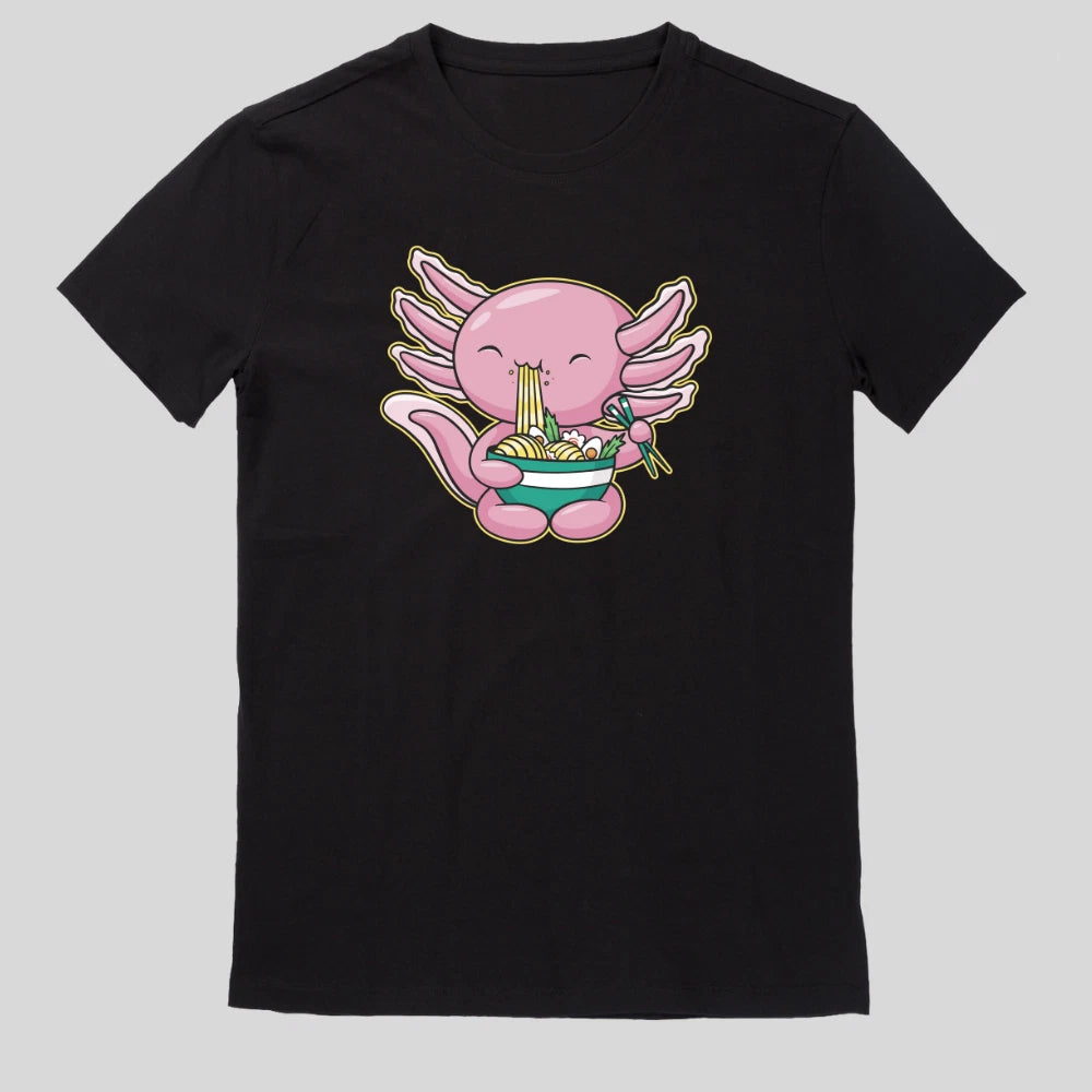 Kawaii Axolotl Eats Ramen T-Shirt