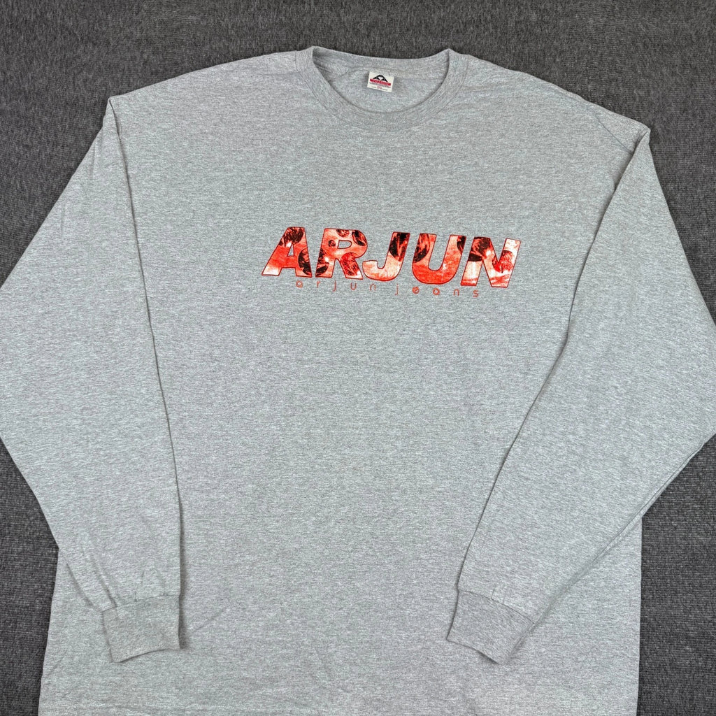 Vintage Arjun Jeans T-Shirt Mens 4XL Gray Long Sleeve Surf Rap Hip Hop Y2K NWOT