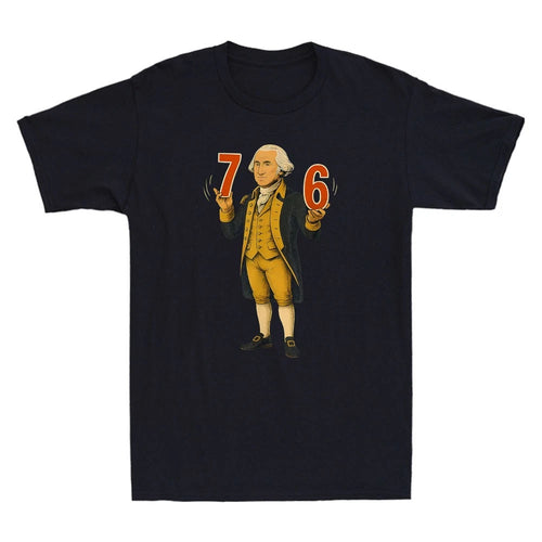 6-7 7-6 Funny George Washington Hold 6 7 Meme Vintage Men's Short Sleeve T-Shirt