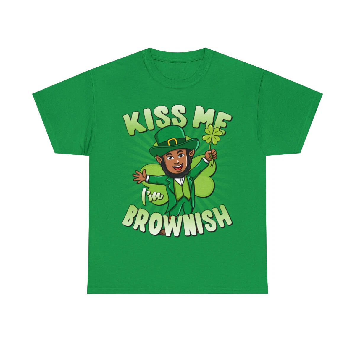 Kiss Me I'm Brownish Black Leprechaun St Patricks Day Unisex Cotton T-Shirt