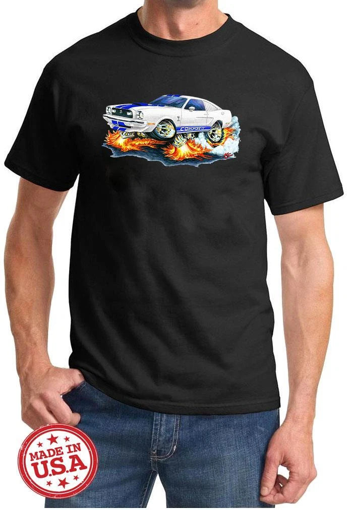 1976 1977 1978 Ford Cobra II Mustang Cartoon Color Tshirt NEW FREE SHIPPING