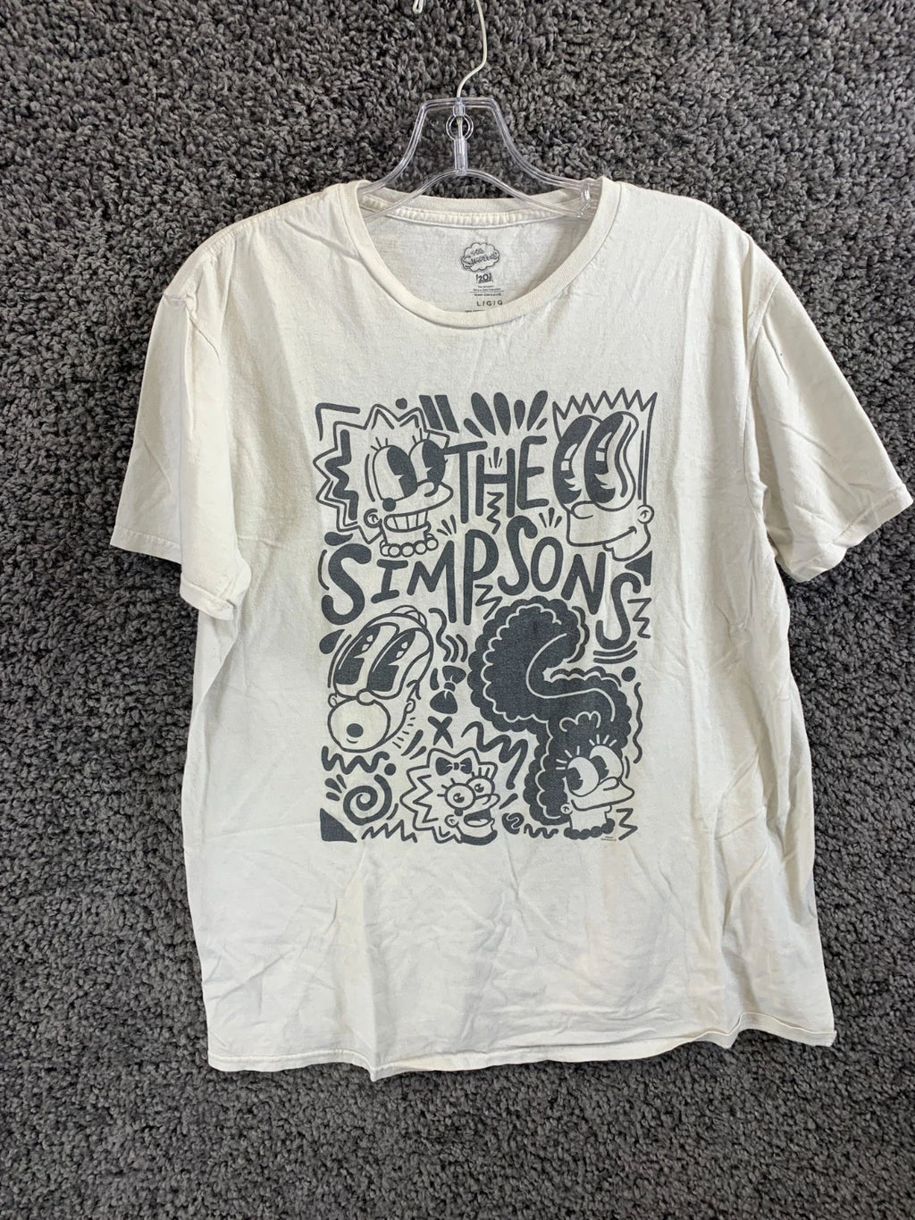 The Simpsons T-Shirt Mens Large White Short Sleeve Pop Art Family Graphic Print