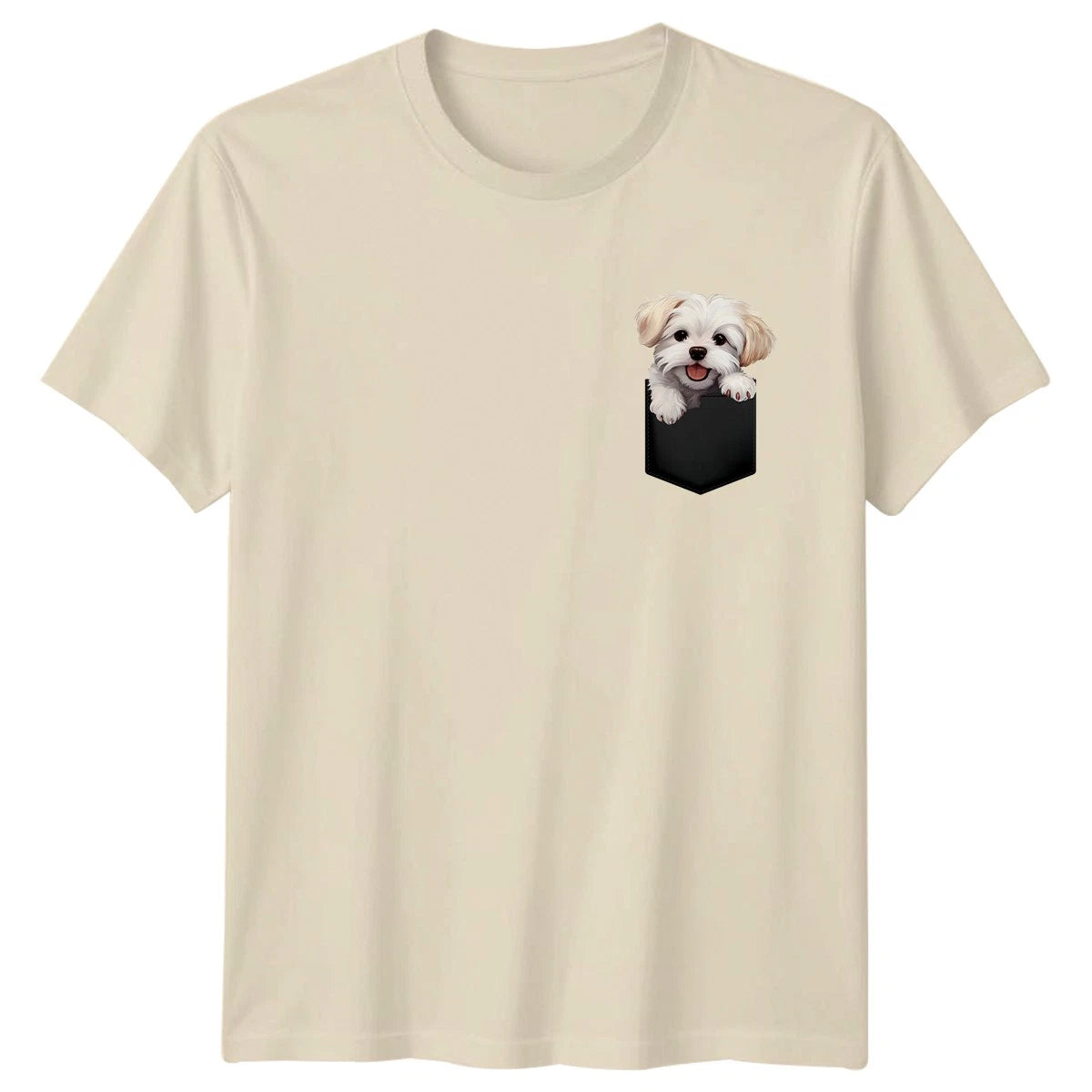 Fluffy Dog Pocket Dogs Animals Mens T-Shirt Womens Tee Graphic Unisex