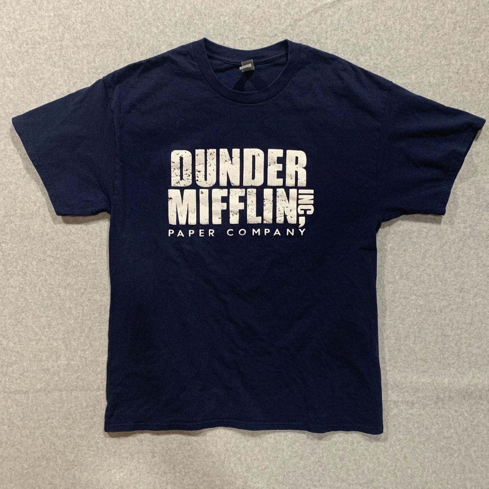 Unisex Size Large The Office Dunder Mifflin Navy Blue T-Shirt Gildan Advertising
