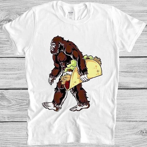 Bigfoot T Shirt Sasquatch Funny Camping Taco Cool Gift Tee M168