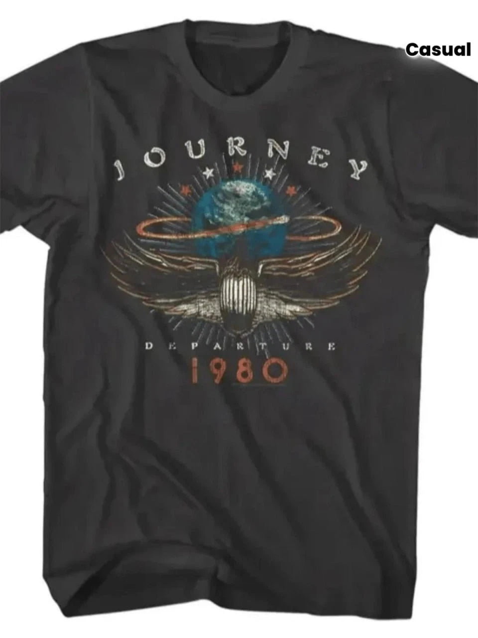 Vintage 1980s Journey Departure Rock Band Shirt, Trendy Unisex Graphic Tee Shirt