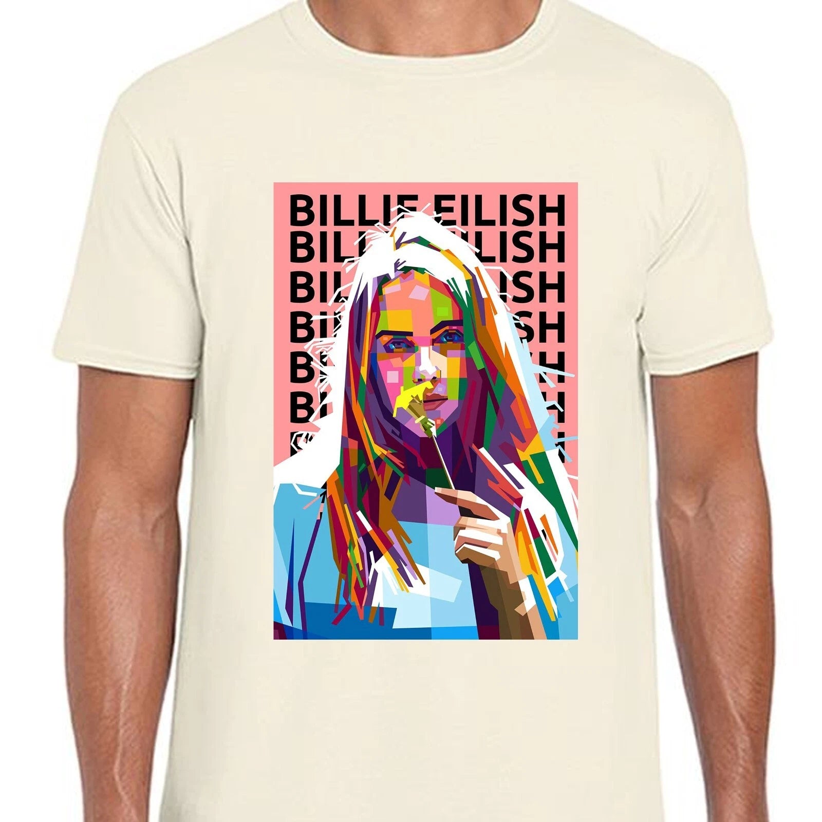 Billie Eilish POP ART Bad Guy T-Shirt Billy Eylish Gildan Softstyle Tshirt A3