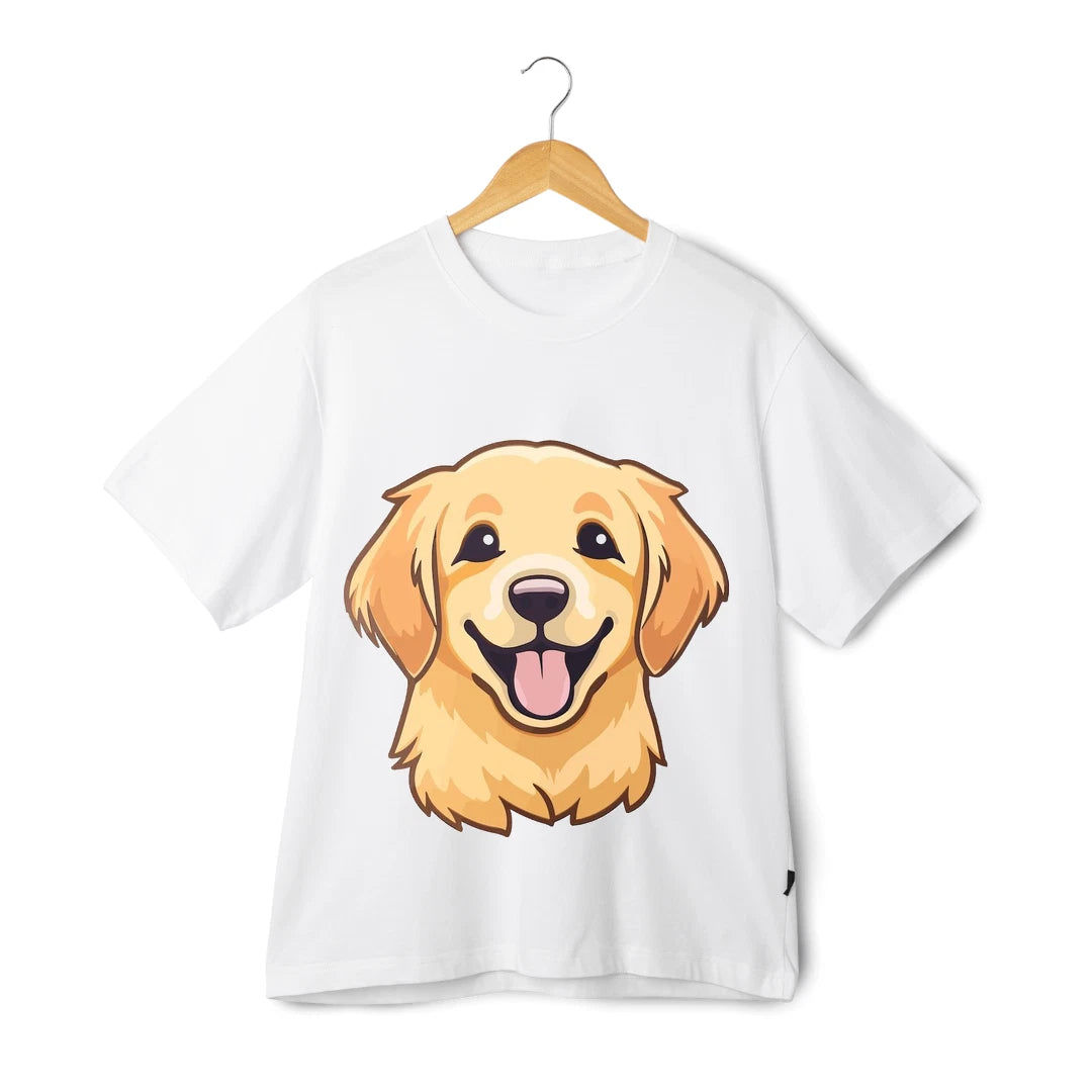 Golden Retriever T-Shirt - Unisex Cute Dog Face Cartoon Graphic Tee Streetwear