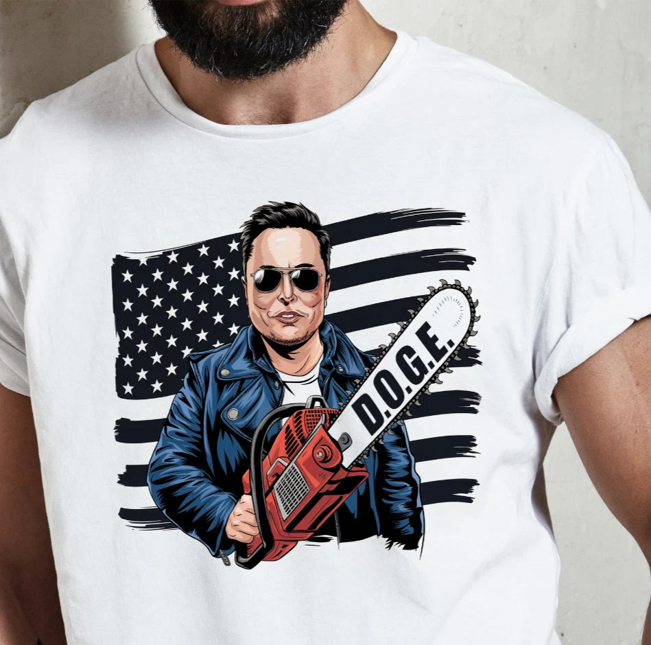 Dept of Government Efficiency DOGE Chainsaw Musk T-Shirt Political Meme T-shirt