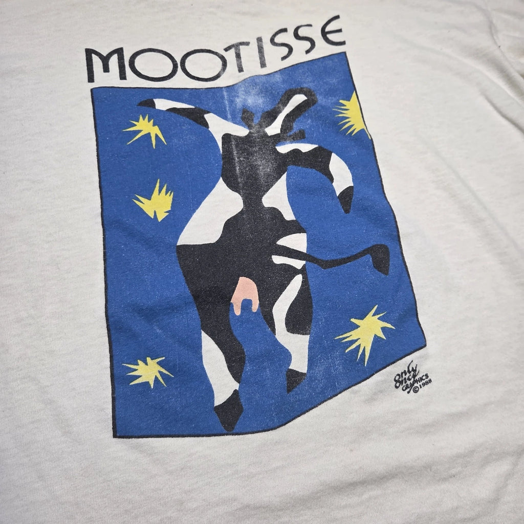VTG 80s Mootisse Henri Matisse Icarus Abstract Painting Cow Parody T-Shirt L