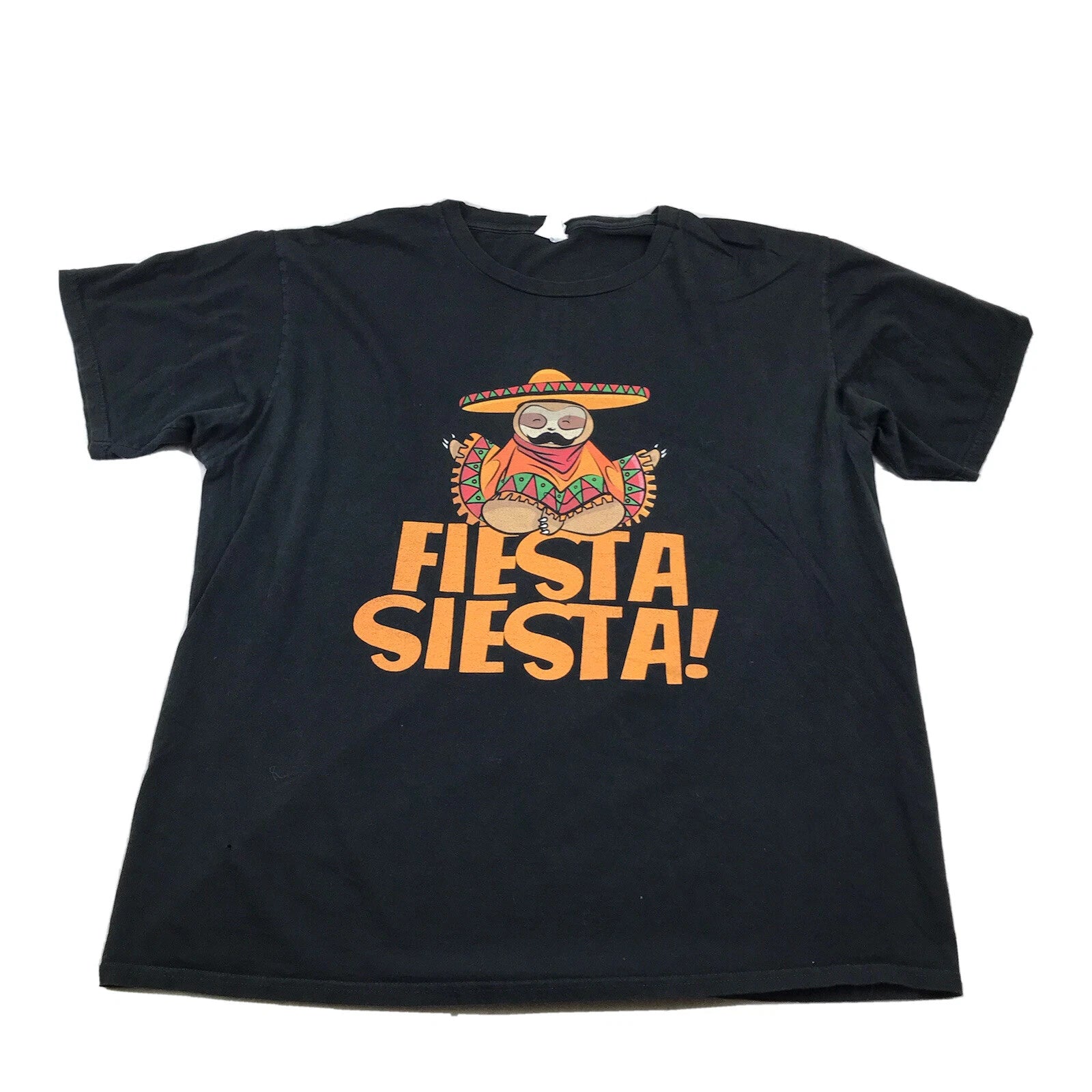 Fiesta Siesta Graphic Tee Shirt Adult XL Black Short Sleeves Sloth T-Shirt *