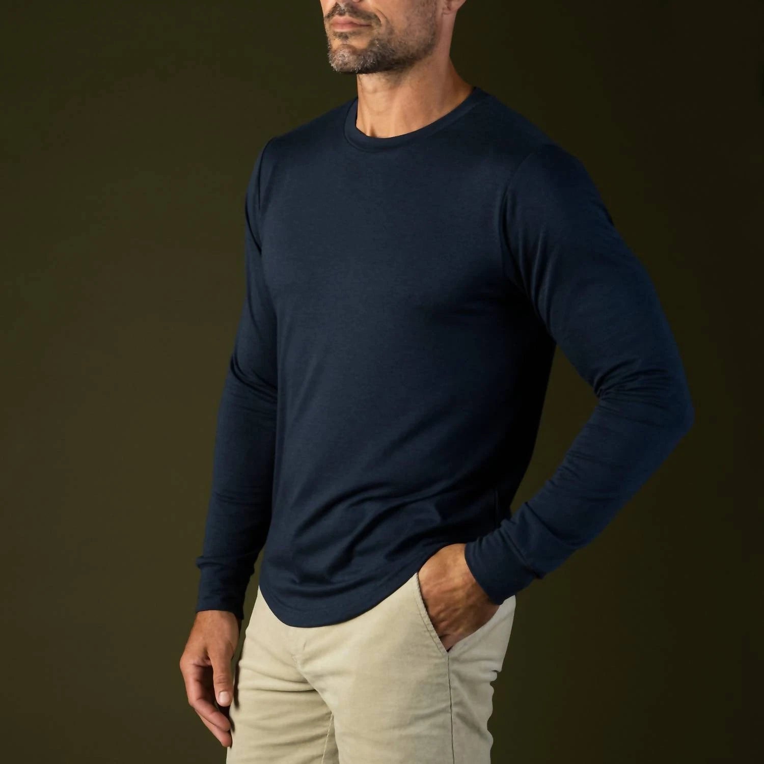 Laird Quattro Cotton Blend Long Sleeve Top Navy