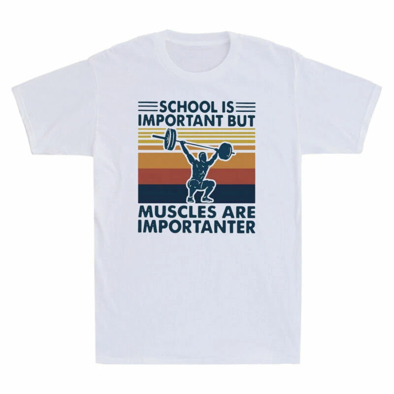 Fitness Importanter Are Muscles Funny School Important But T-shirt Men's Is Gym