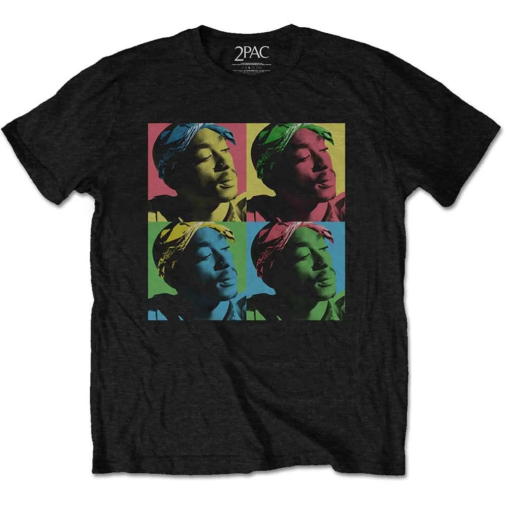 Men's Tupac Pop Art Slim Fit T-shirt Large Black