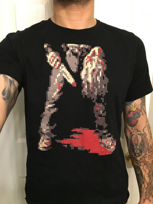 8-Bit Maniac Shirt HORROR Tom Savini Joe Spinell NES Pixel Art VIDEO GAMES 8 Bit