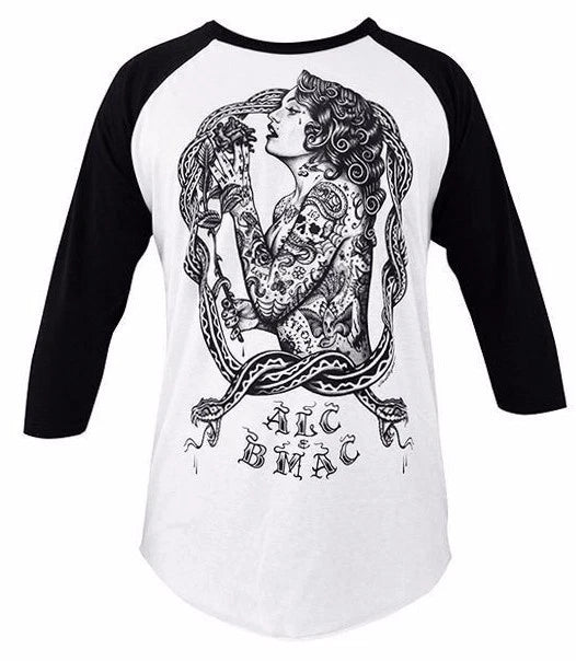 Black Market Art Eve Mens White Baseball Shirt Tattoo Artist Jarad Bryant S-2XL