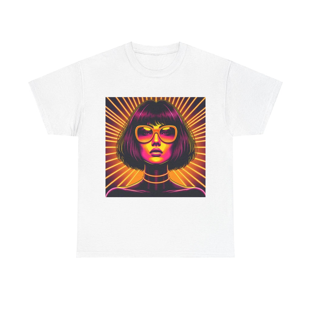 Unisex Adult T Shirt Neon Pop-Art Portrait Woman Sunglasses