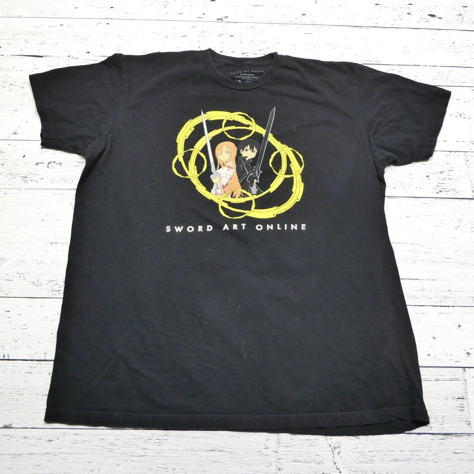 Sword Art Online Shirt Mens XL Black Short Sleeve Anime Graphic