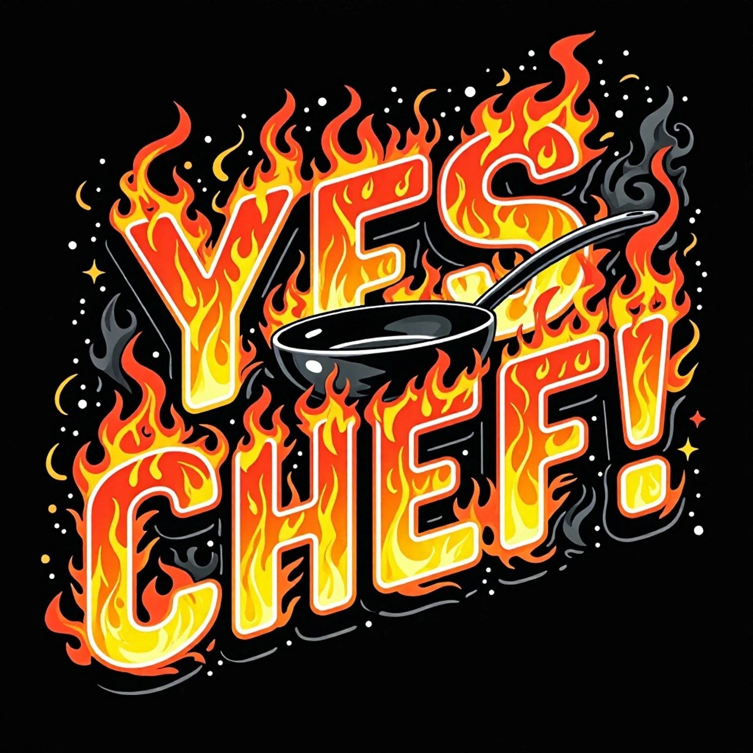 YES CHEF! T-Shirt | Line Cook Kitchen Lingo Tee | Fire and Pan Chef Shirt | Resp