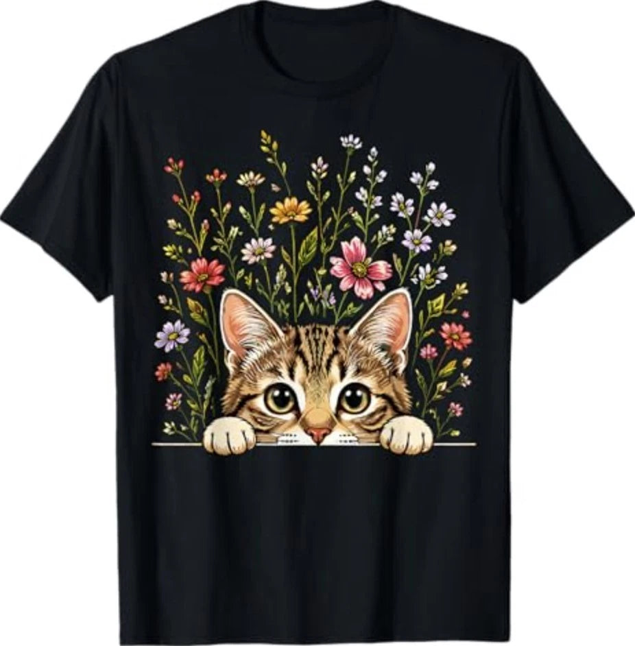Cute Cat Flower T-Shirt