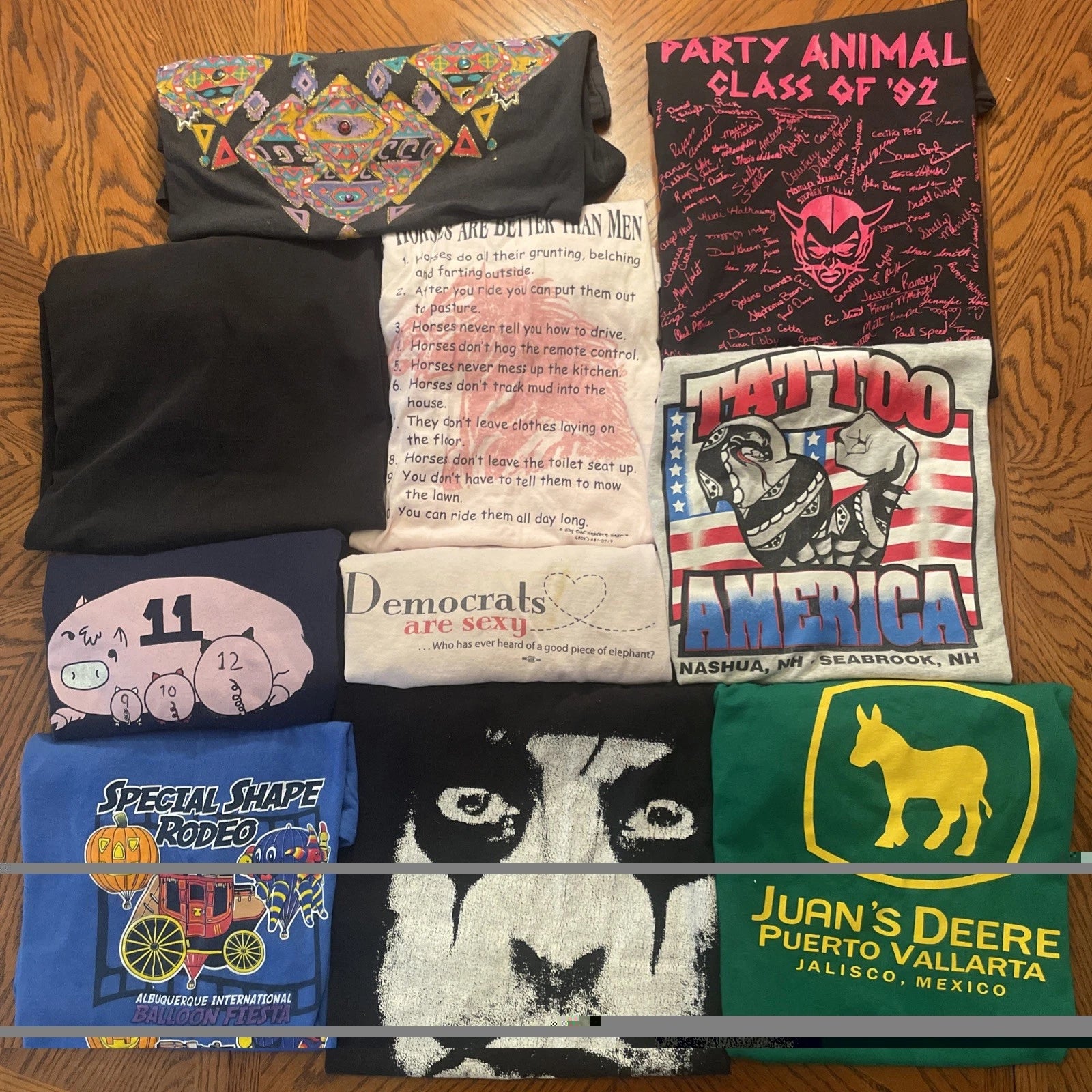 Vintage T-Shirt Lot Of 10 Y2K Era Alice Cooper Parody Politics Democrats