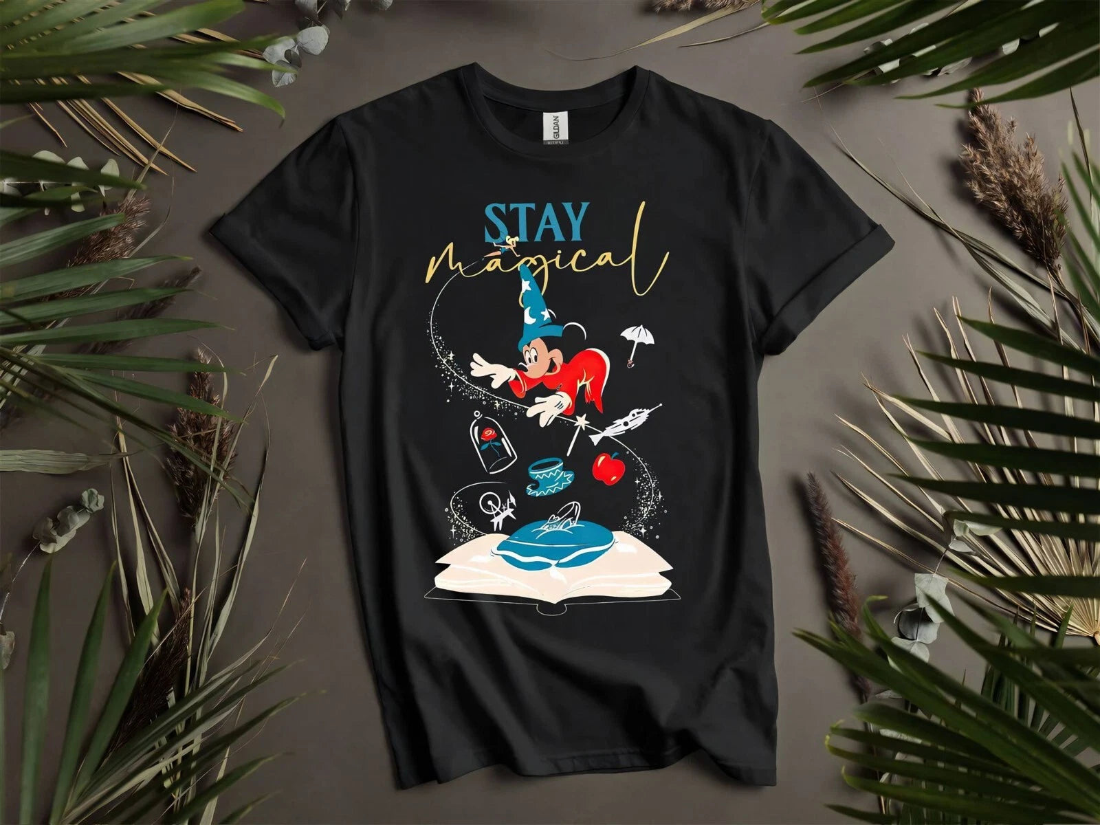 Vintage Fantasia Sorcerer Mickey T-shirt T shirt Men Women Unisex Tshirt K847