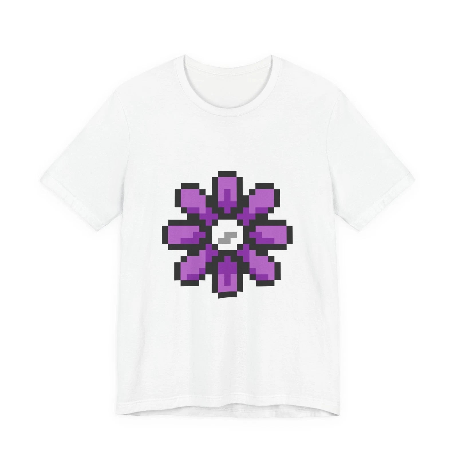 Unisex Jersey Short Sleeve Tee Cute 8-Bit Retro Pixel Art Purple Flower Shirt