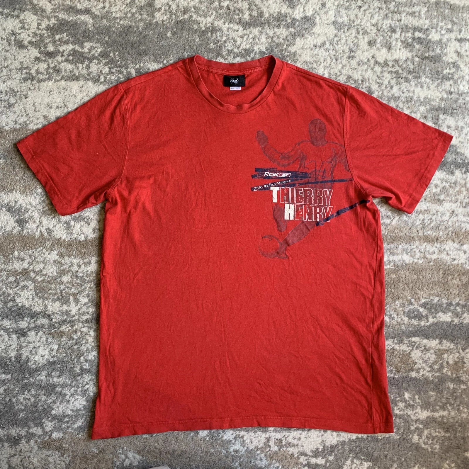 Vintage Y2K Reebok Thierry Henry Arsenal T-Shirt Red Mens XL Graphic Football
