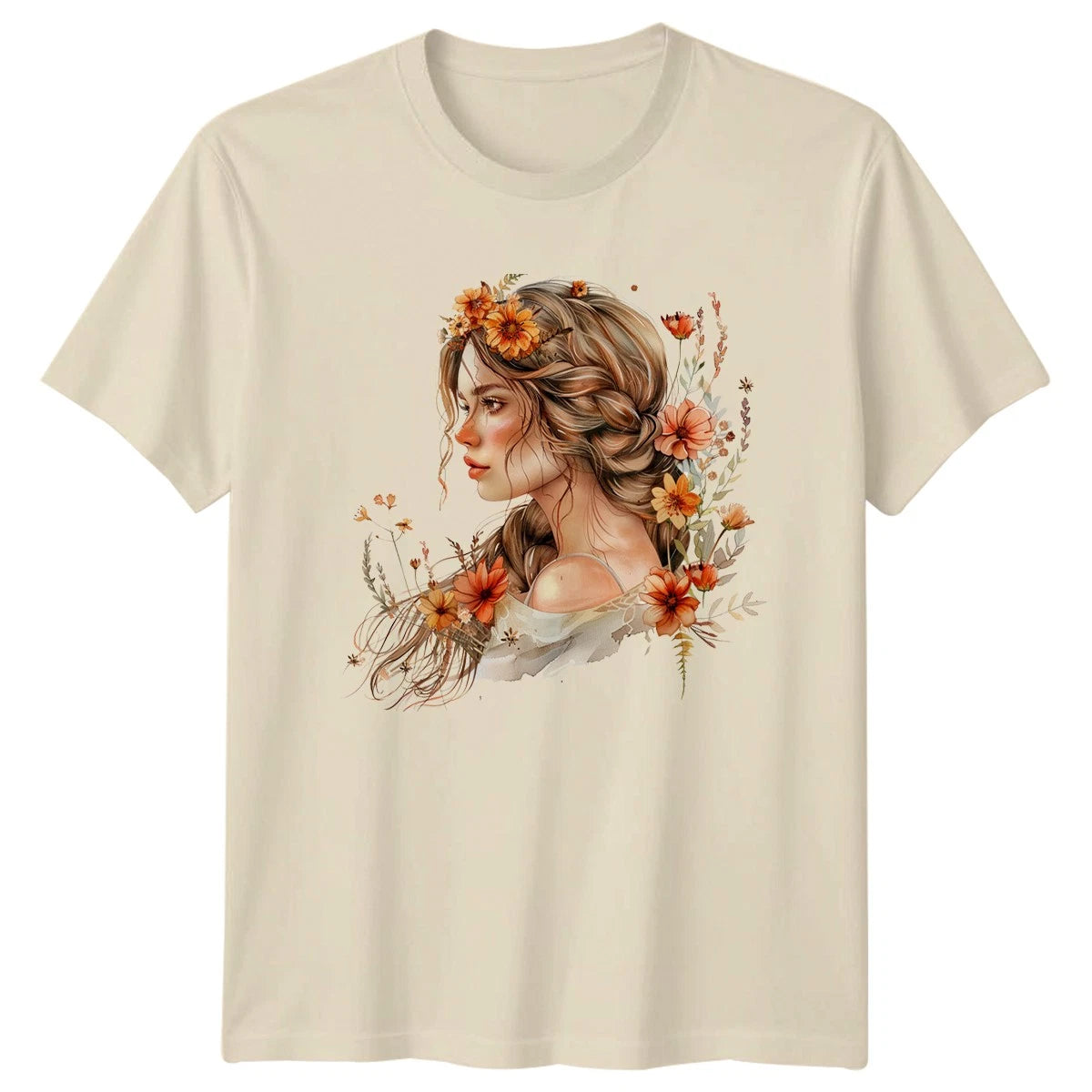 Boho Floral Womens T-Shirt Spring Design Gift For Her