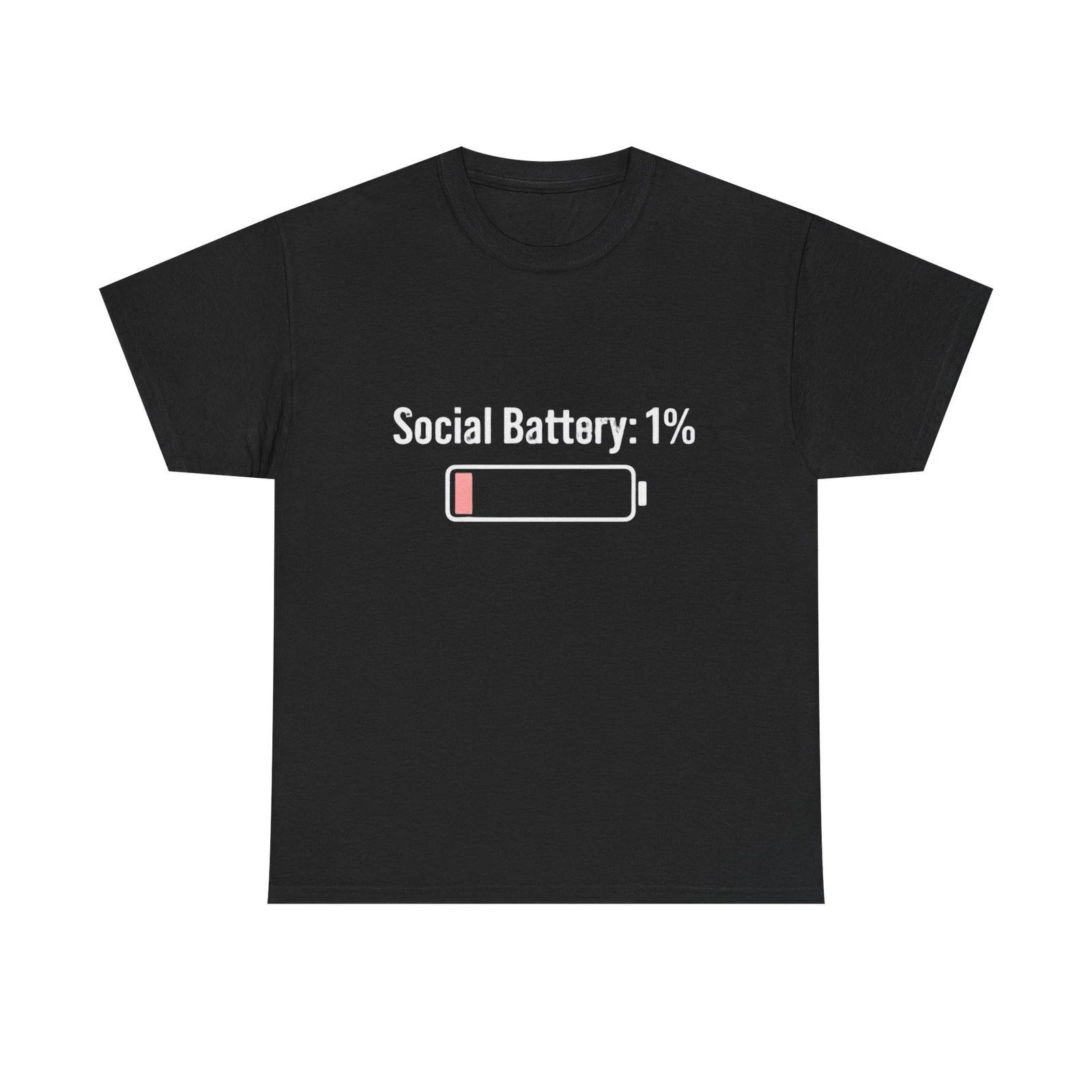 Social Battery 1% Tee | Low Battery Graphic Shirt, Introvert Humor