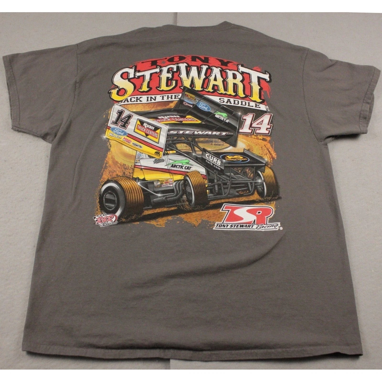 Tony Stewart Racing Back in the Saddle #14  Car Graphic T-Shirt Mens XL Gray