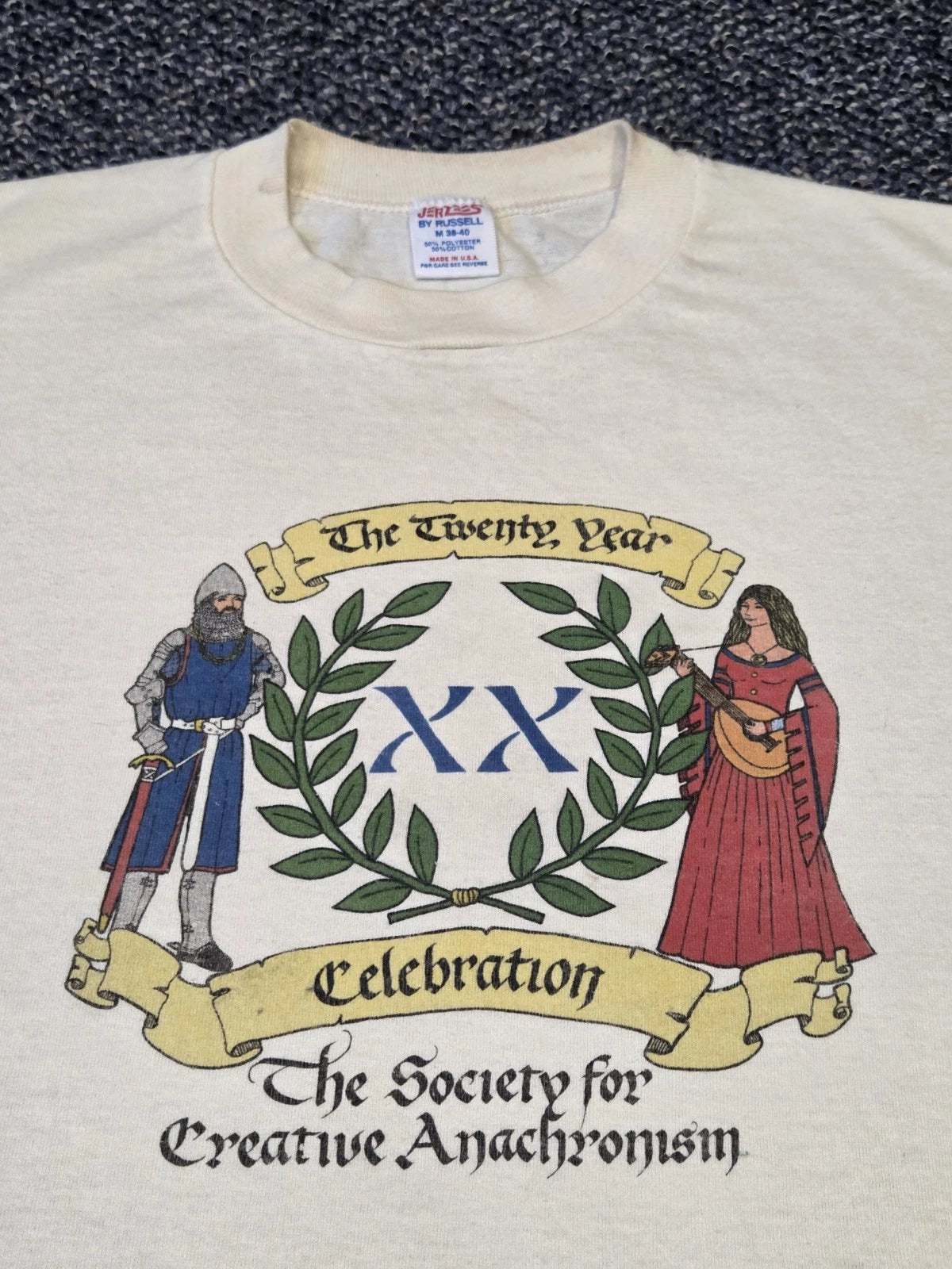 Vintage Creative Anachronism Society Shirt 80's Fits Small/Medium Art Combat