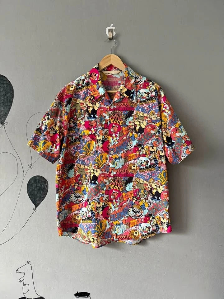 Hysteric Glamour Japan Shirt All-Over Print Cotton Flap Pockets Rare