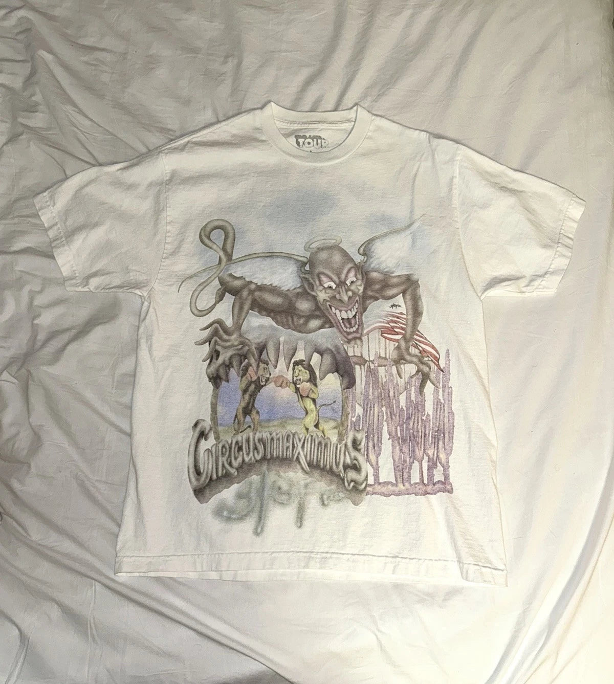 Travis Scott Circus Maximus Utopia Tour 2023 White Graphic T-Shirt Mens Large