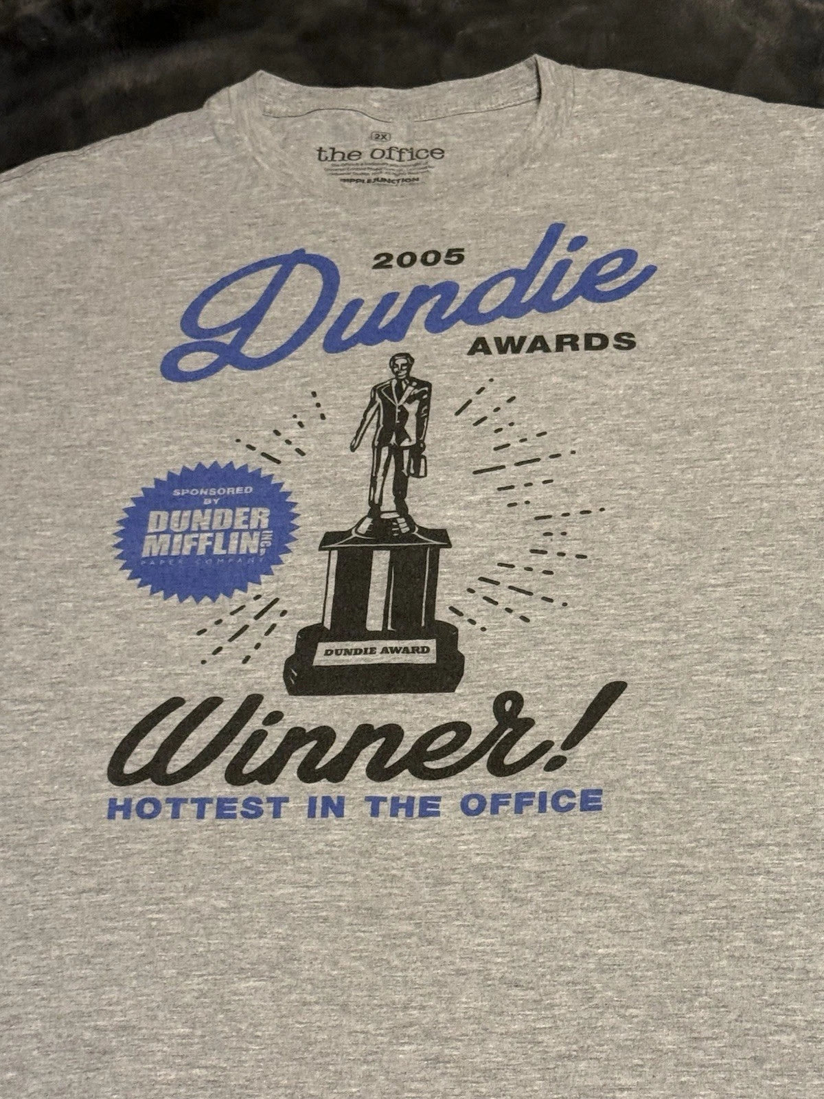 The Office Mens TShirt Gray 2X Ripple Junction 2005 Dundie Awards Winner