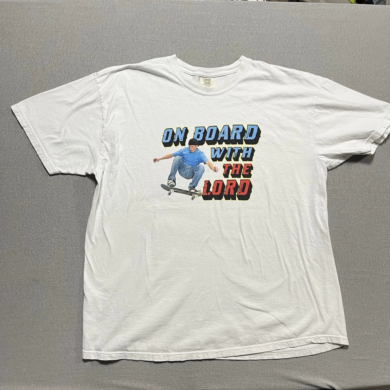 On Board With The Lord 2XL T Shirt Funny Skateboard Jesus Christian Meme Humor