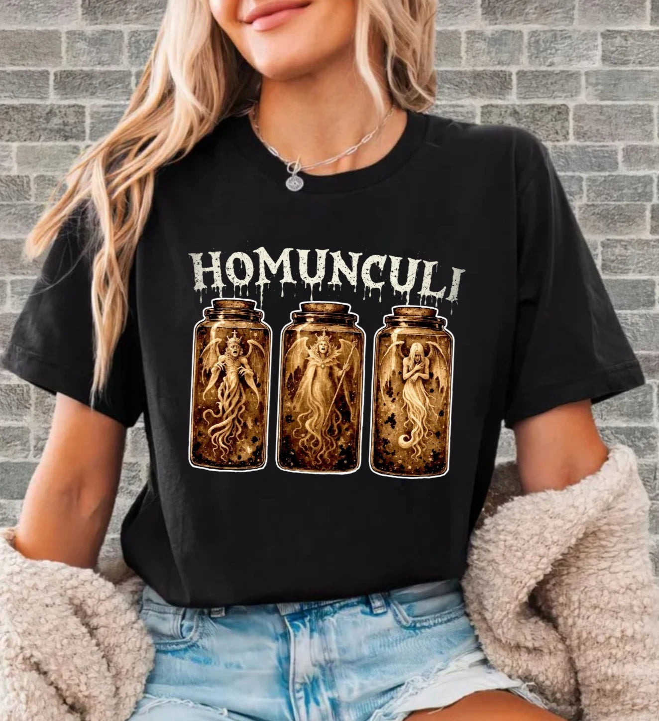 Homunculi Alchemist Jar Unisex T-Shirt - Gothic Dark Fantasy Small Prophets Tee