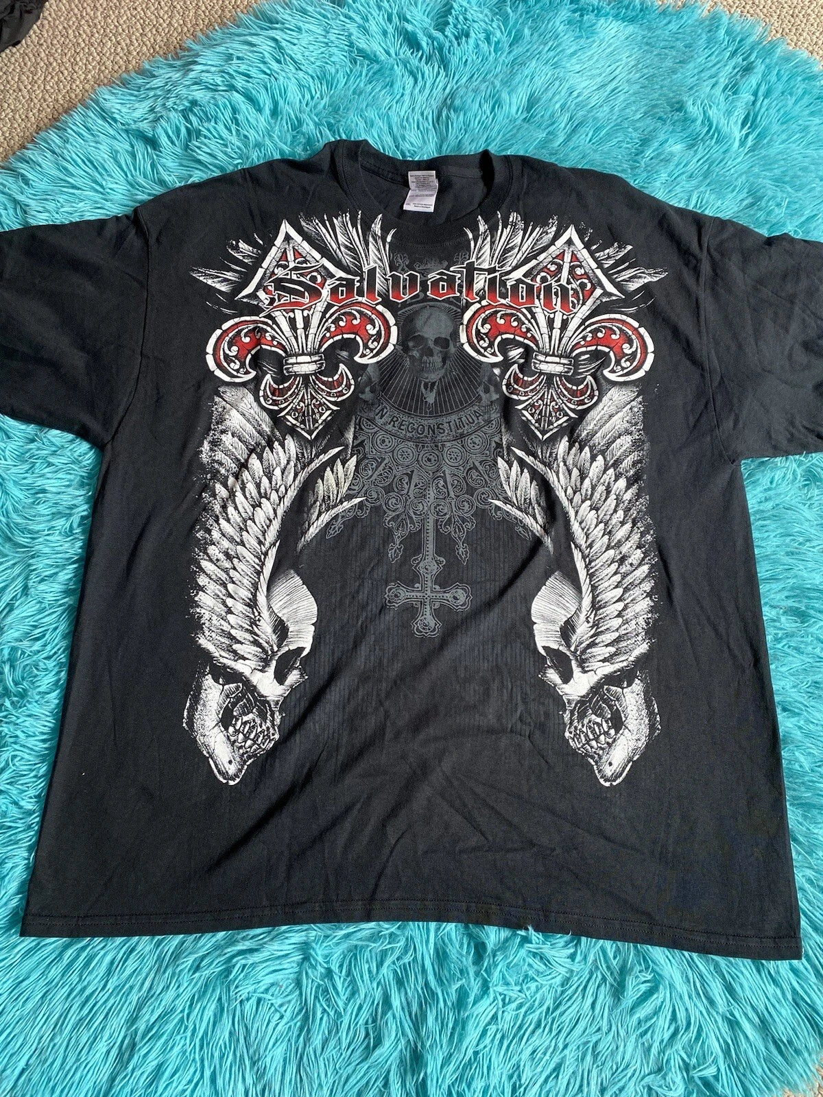 Vintage Salvation Affliction Cross Gothic Skull Wings Shirt Jesse Pinkman Y2k