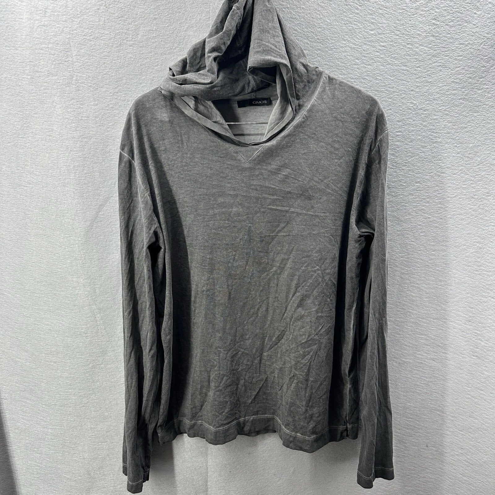 GIMO'S Ventura Hooded T-Shirt Mens XXL Distressed Wash Gray Minimalist READ DET