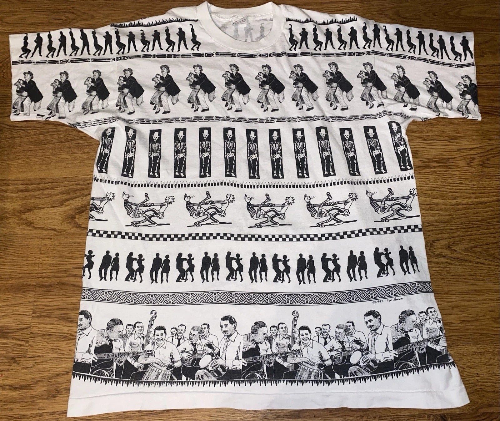 Vintage 1992 Ken Brown Dancing Single Stitch Pop Art Tee Shirt Men's Size XL