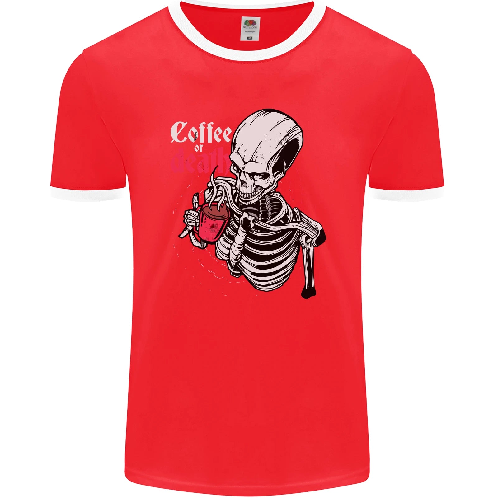 Coffee or Death Skull Mens Ringer T-Shirt FotL