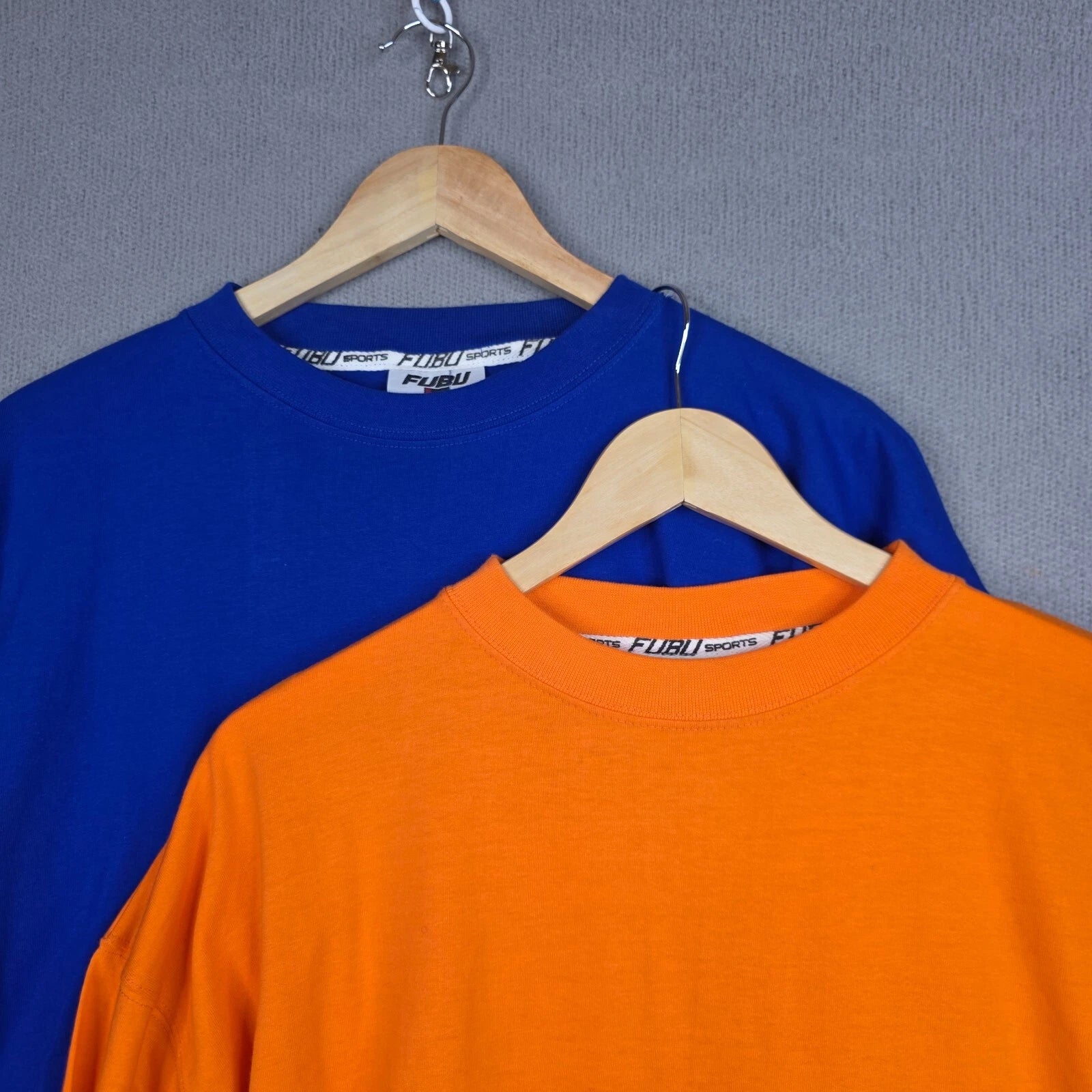Fubu Shirt Mens Size XL Blue Orange Lot Of 2 Crewneck Long Sleeve Loose Y2K