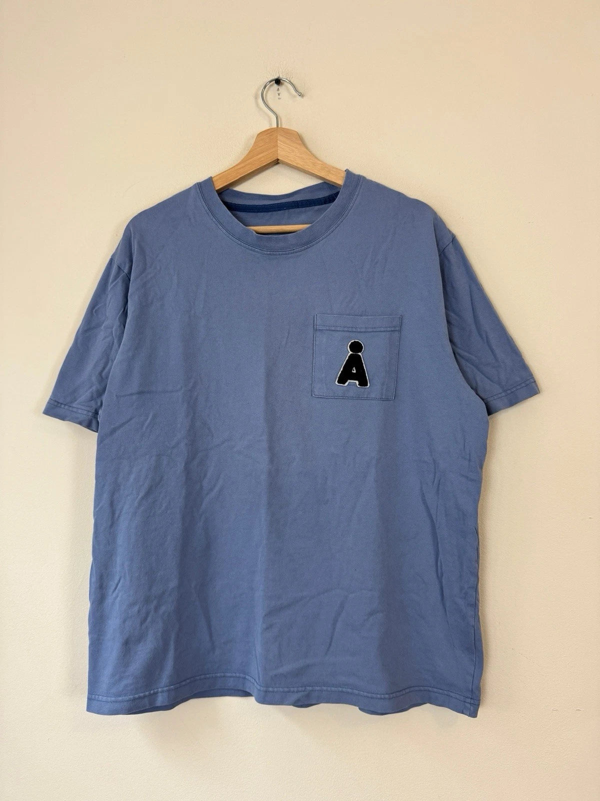Aland Front Pocket Simple Blue Tee Shirt - Large