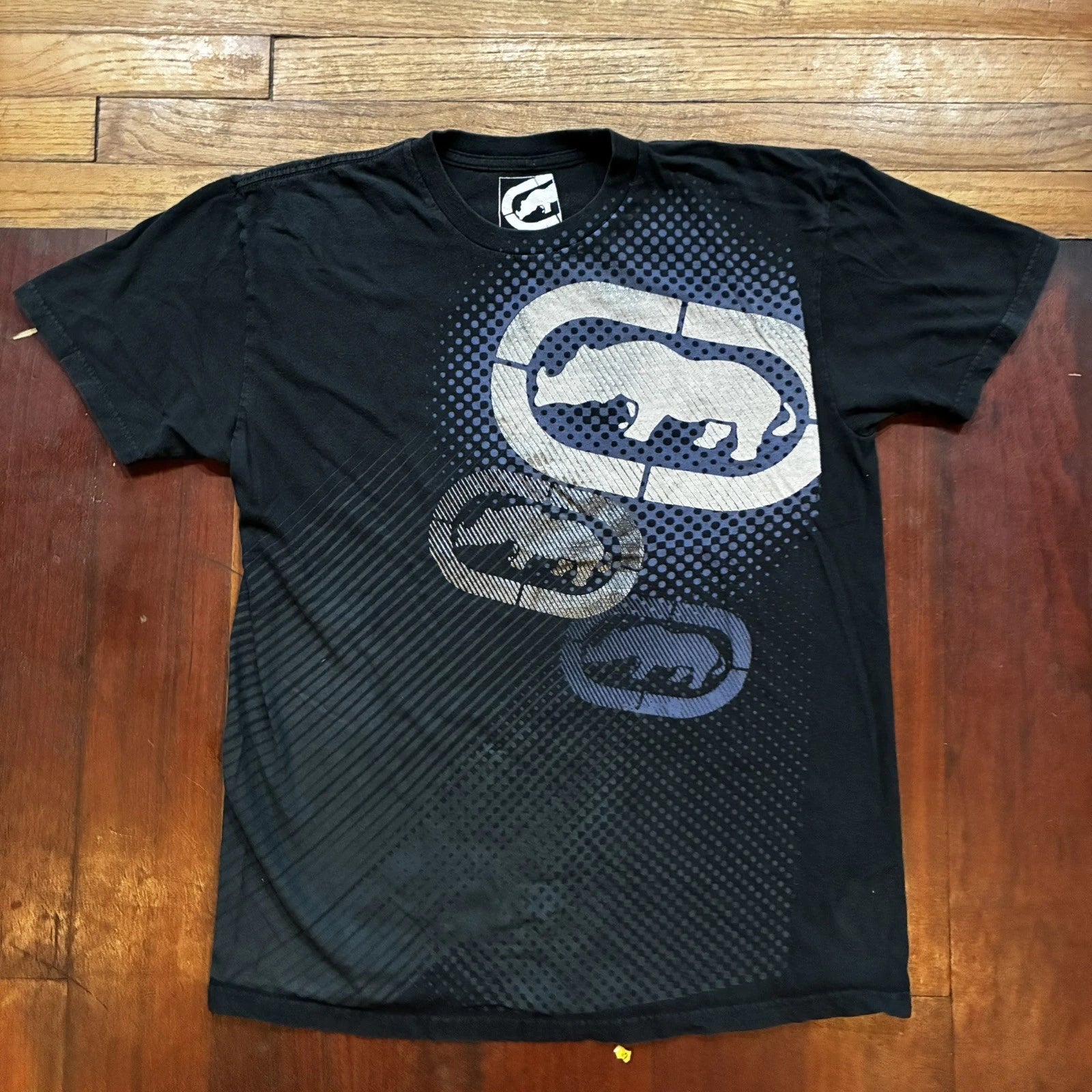 Vintage Y2K Ecko Unltd Mens Black Rhino Graphic T Shirt L Streetwear