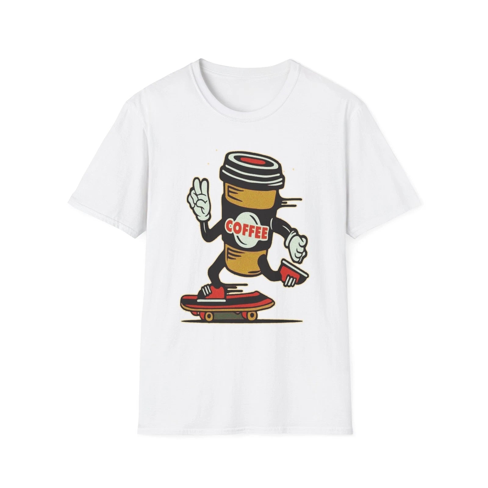 Skateboarding Coffee T-Shirt, Funny Coffee Lover's Tee, Unisex Gift