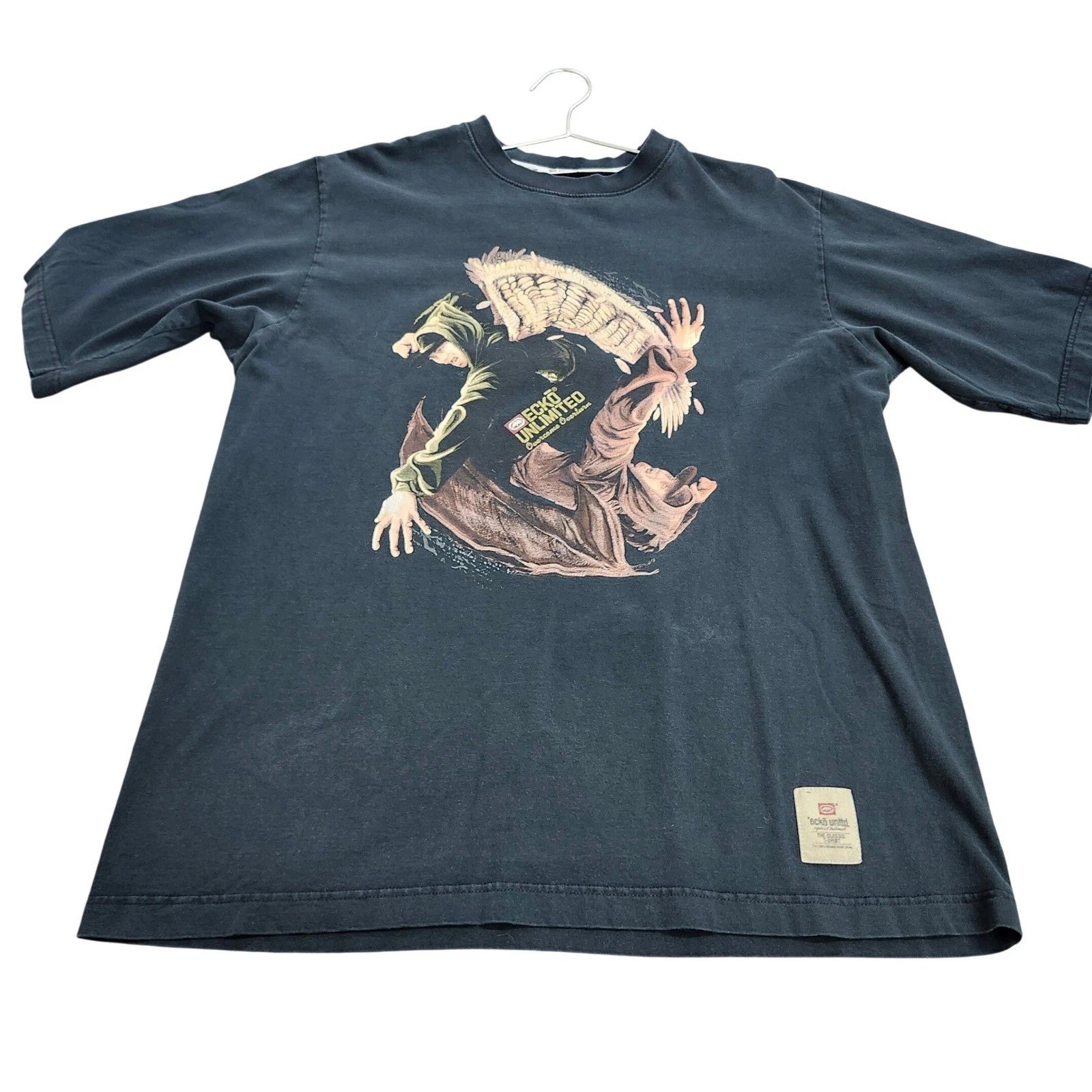 Ecko Unltd Overcome Overturn Graphic T-Shirt Faded Black Mens XL Streetwear