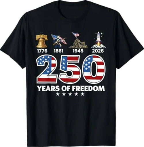 250 Years of Freedom 1776 2026 USA Freedom History T-Shirt