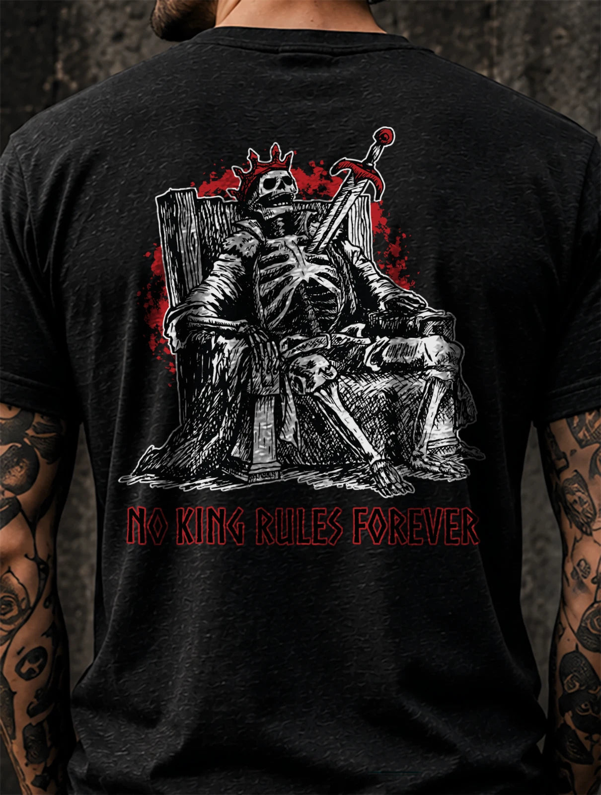 Skeleton King Throne Graphic Tee, Dark Fantasy Streetwear Shirt