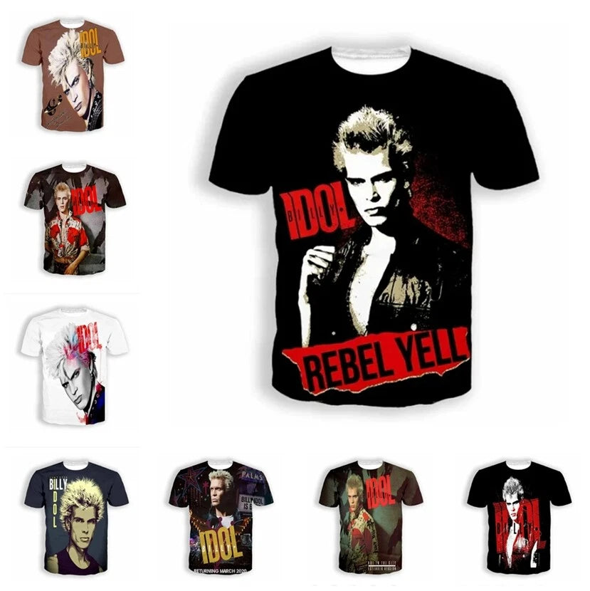 Billy Idol Hip Hop Streetwear 3D Print Women Men Short Sleeve T-shirt Tops Tees